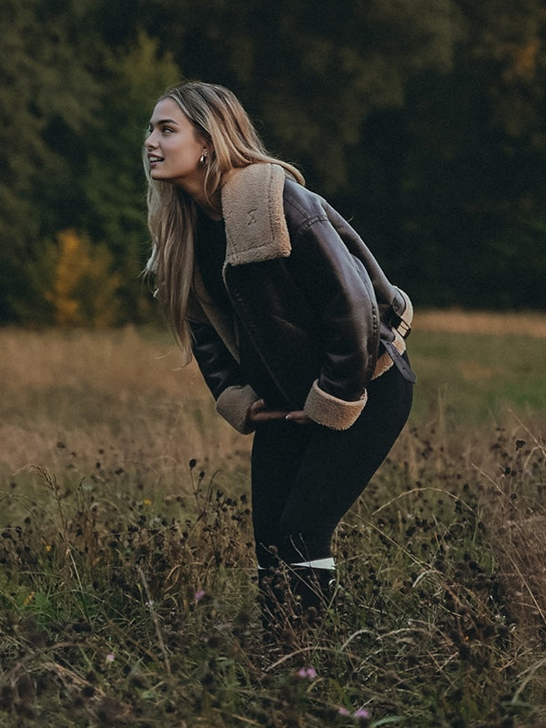 Mumsmode Zwangerschaps PU-jas Dagelijks Patchwork Harig Zakken Rits Bezet Zwangerschapsjassen