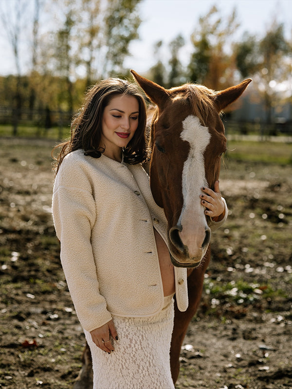 Mumsmode Zwangerschaps Teddy Jassen Chique Dagelijks Harig Enkele Borst Zwangerschapswinterjas