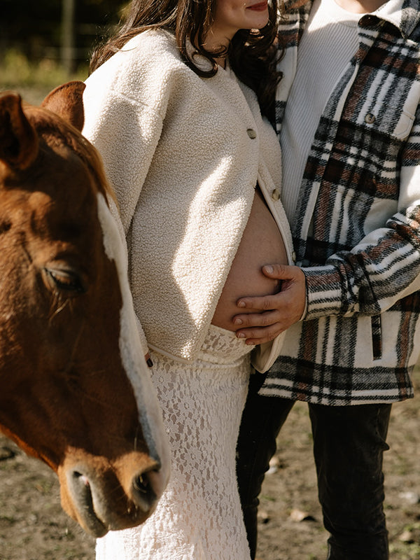 Mumsmode Zwangerschaps Teddy Jassen Chique Dagelijks Harig Enkele Borst Zwangerschapswinterjas
