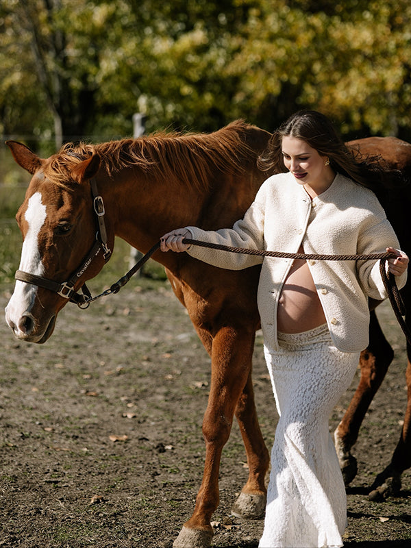 Mumsmode Zwangerschaps Teddy Jassen Chique Dagelijks Harig Enkele Borst Zwangerschapswinterjas