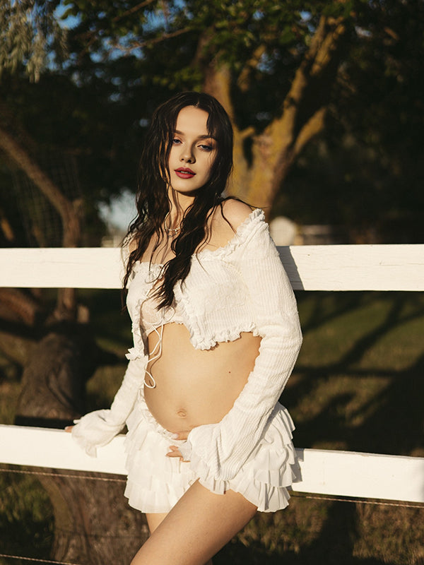 Mumsmode Zwangerschapsvesten Zwangerschapsrokken Fotoshoot 2-in-1 Ruches Tule Kanten Gebreide Schattig