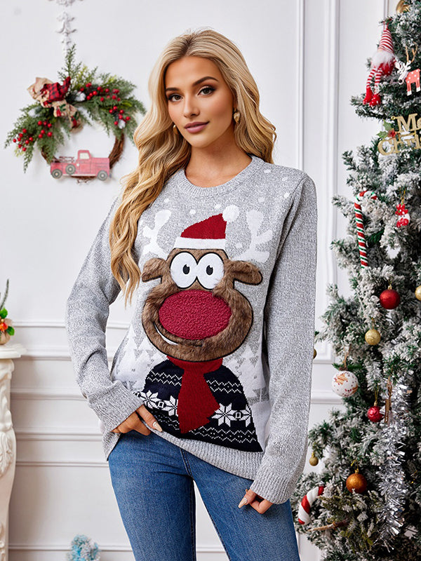 Mumsmode Zwangerschaps Truien Kerstmis Chique Dagelijks Hertenprint Harig Gebreide