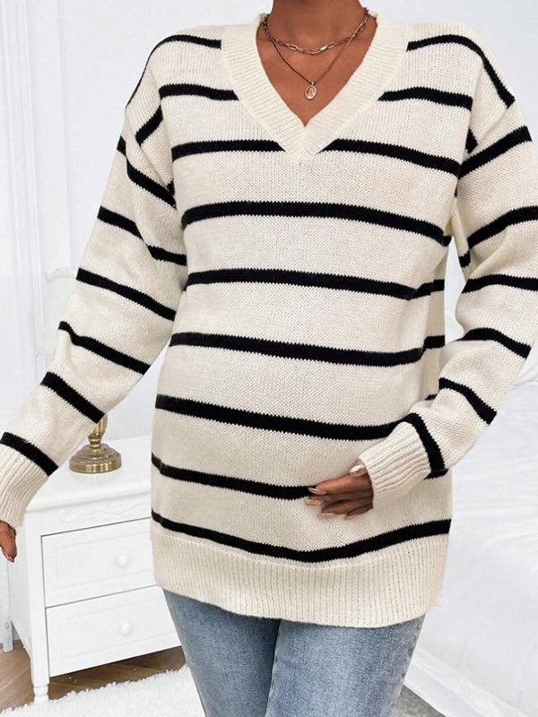 Mumsmode Zwangerschaps Truien Chique Dagelijks Gebreide Kleurblok Gestreept