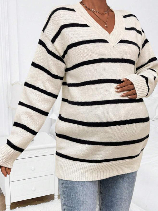 Mumsmode Zwangerschaps Truien Chique Dagelijks Gebreide Kleurblok Gestreept