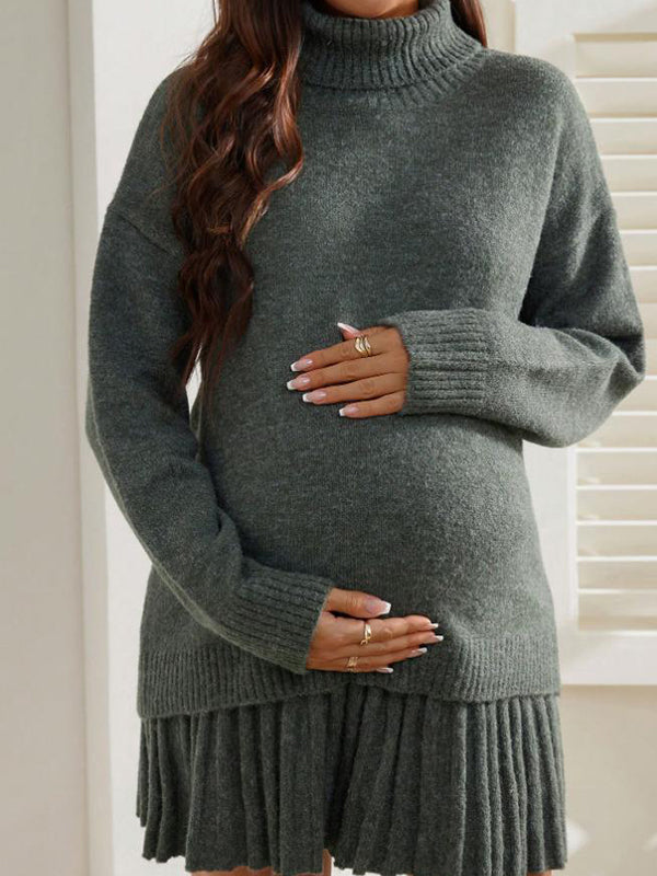 Mumsmode Zwangerschaps Truien Rokken Chique Dagelijks 2-in-1 Trapeze Geplooid Gebreide