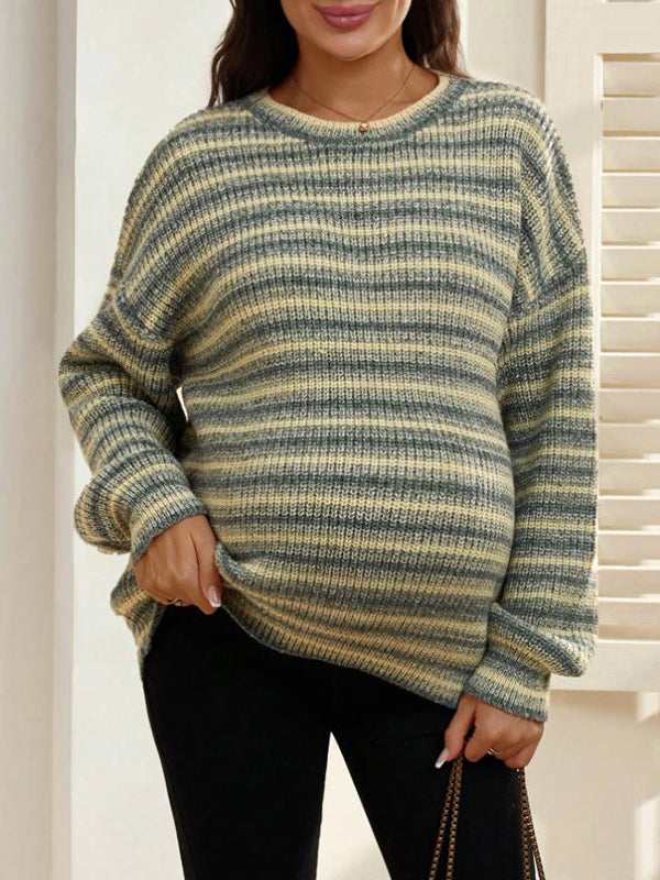 Mumsmode Zwangerschaps Truien Vrije Tijd Dagelijks Gestreept Kleurblok Gebreide