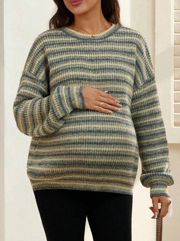 Mumsmode Zwangerschaps Truien Vrije Tijd Dagelijks Gestreept Kleurblok Gebreide