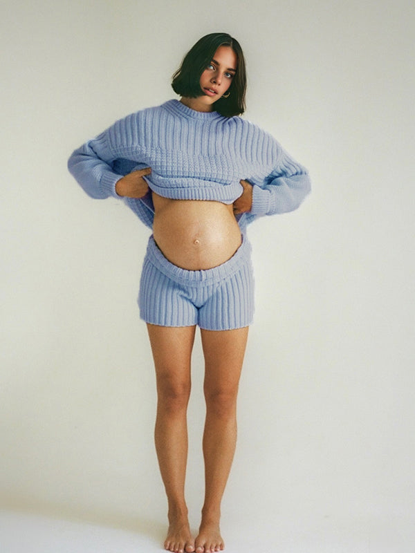 Mumsmode Zwangerschaps Truien Broeken Dagelijks 2-in-1 Gebreide Kabelbreiwerk