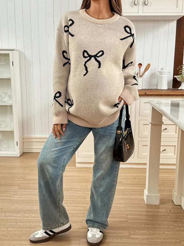 Mumsmode Zwangerschaps Truien Schattig Dagelijks Vlinderdas Gebreide