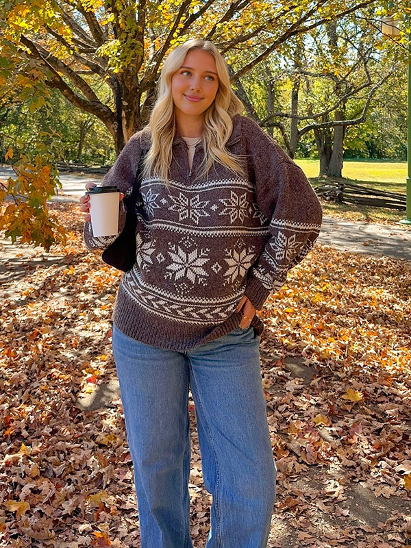 Mumsmode Zwangerschaps Truien Dagelijks Sneeuwafdruk Rits Gebreide Vintage