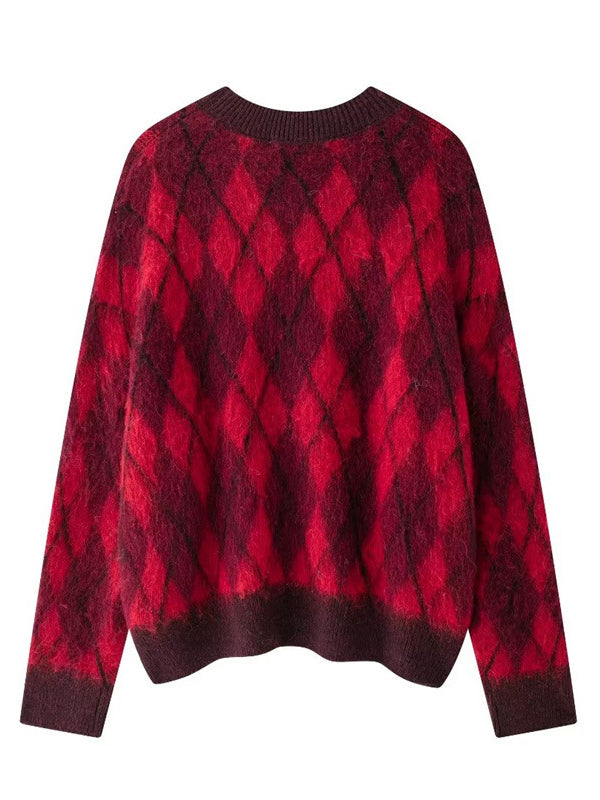 Mumsmode Zwangerschaps Truien Dagelijks Plaid Gestreept Kleurblok Gebreide Harig