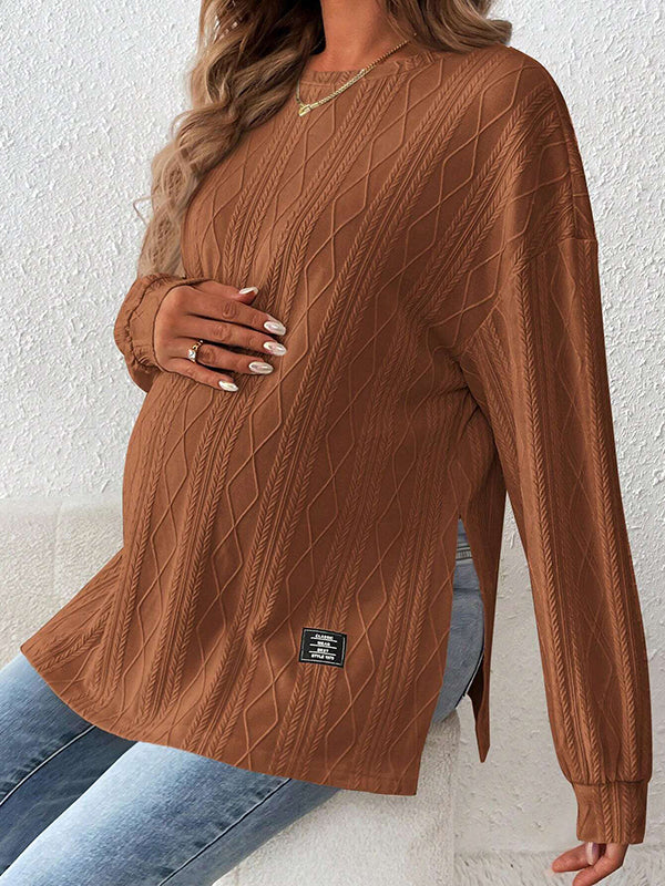 Mumsmode Zwangerschaps T-shirts Vrije Tijd Dagelijks Geometrisch Gestreept Zijsplit