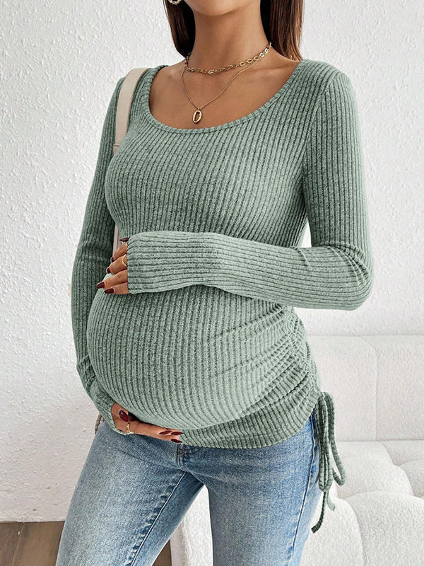 Mumsmode Zwangerschaps T-shirts Vrije Tijd Dagelijks Gestreept Koord Bodycon