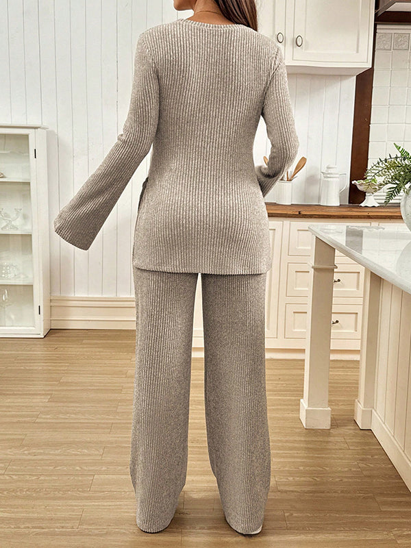 Mumsmode Zwangerschaps T-shirts Broeken Dagelijks Vrije Tijd 2-in-1 Zijsplit Gestreept