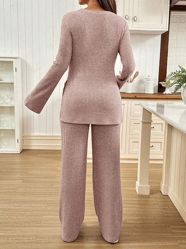 Mumsmode Zwangerschaps T-shirts Broeken Dagelijks Vrije Tijd 2-in-1 Zijsplit Gestreept