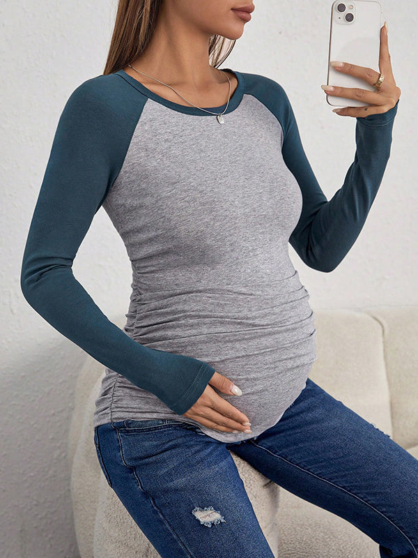 Mumsmode Zwangerschaps T-shirt Dagelijks Basis Kleurblok Bodycon