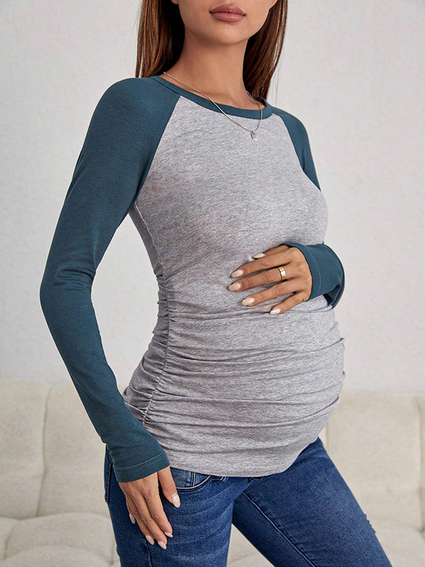 Mumsmode Zwangerschaps T-shirt Dagelijks Basis Kleurblok Bodycon