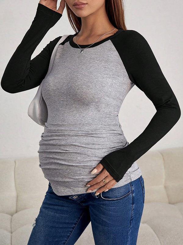 Mumsmode Zwangerschaps T-shirt Dagelijks Basis Kleurblok Bodycon