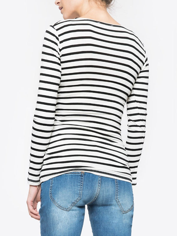 Mumsmode Zwangerschaps Borstvoedingshirts Dagelijks Gestreept Gekreukt Bodycon