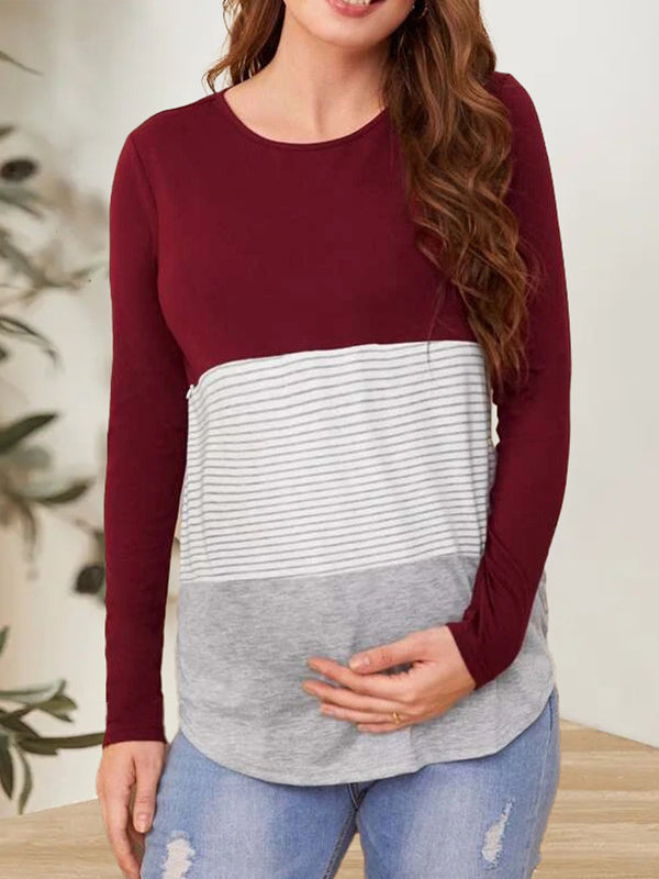 Mumsmode Zwangerschaps Borstvoedingshirts Dagelijks Contrasterende Kleuren Gestreept