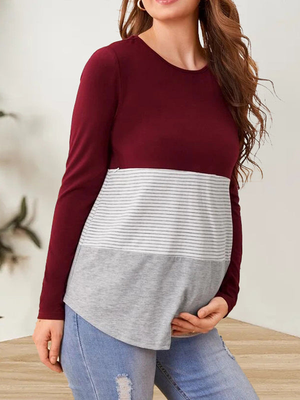 Mumsmode Zwangerschaps Borstvoedingshirts Dagelijks Contrasterende Kleuren Gestreept