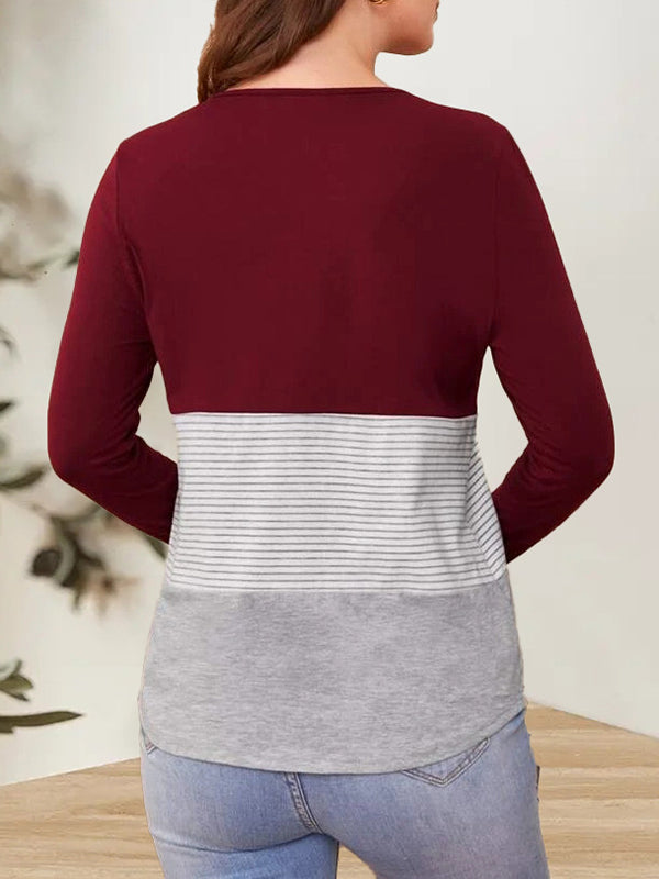 Mumsmode Zwangerschaps Borstvoedingshirts Dagelijks Contrasterende Kleuren Gestreept