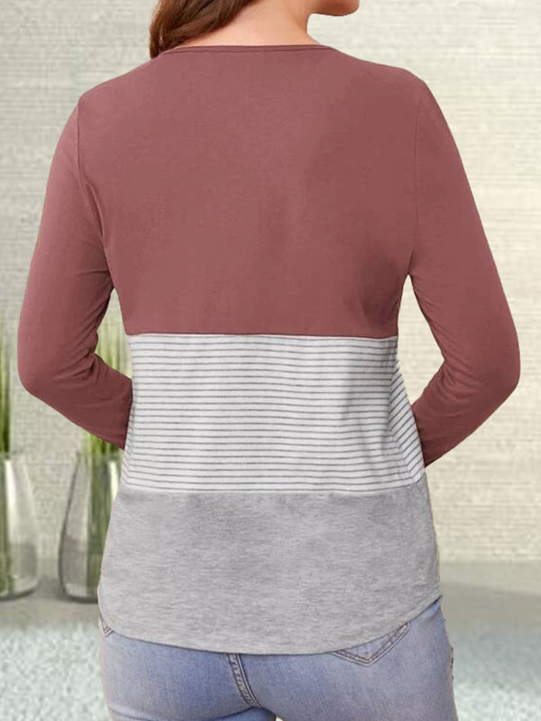 Mumsmode Zwangerschaps Borstvoedingshirts Dagelijks Contrasterende Kleuren Gestreept