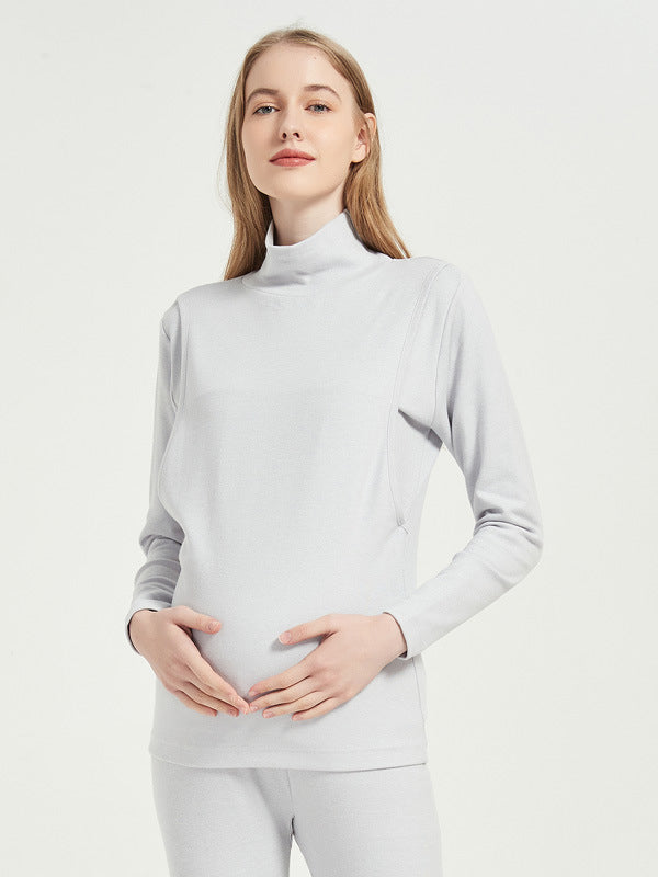 Mumsmode Zwangerschaps Borstvoedingshirts Dagelijks Comfortabel Patchwork Hoge Hals