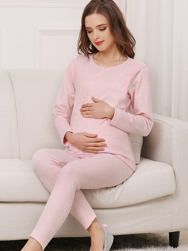 Mumsmode Zwangerschaps Tweedelige Verzorgingsset Dagelijks Comfortabel 2-in-1 Patchwork Borstvoedingshirts