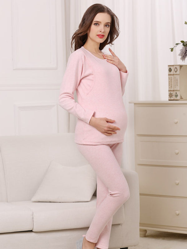 Mumsmode Zwangerschaps Tweedelige Verzorgingsset Dagelijks Comfortabel 2-in-1 Patchwork Borstvoedingshirts