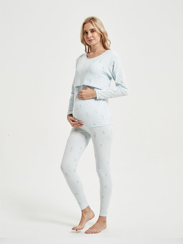 Mumsmode Zwangerschaps Tweedelige Verzorgingsset Dagelijks Comfortabel 2-in-1 Patchwork Lapland Hart Borstvoedingshirts
