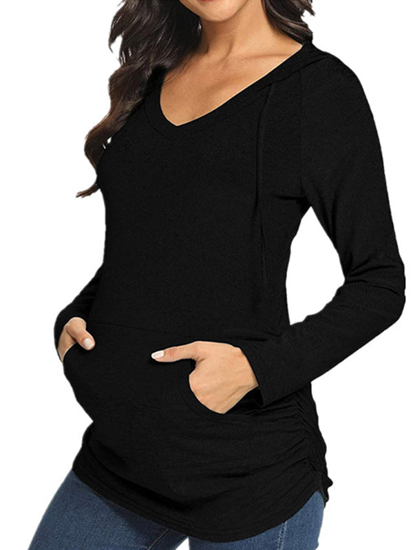 Mumsmode Zwangerchaps Dagelijks Verpleegkundige Sweatshirts Zakken Gekreukt Gedekt