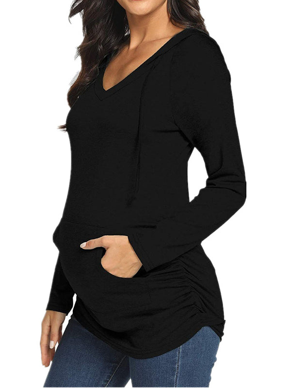 Mumsmode Zwangerchaps Dagelijks Verpleegkundige Sweatshirts Zakken Gekreukt Gedekt
