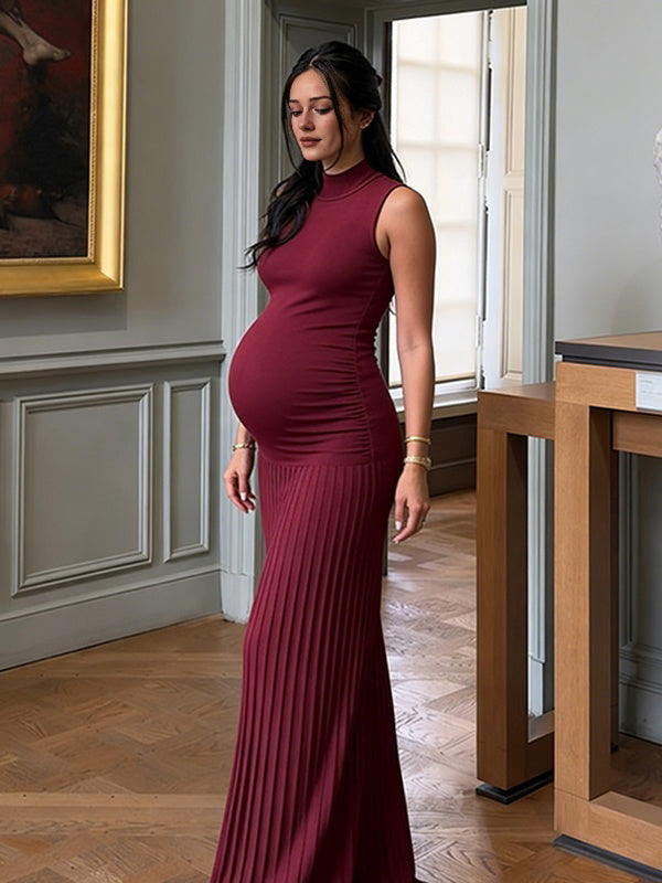 Mumsmode Zwangerschaps Maxi Jurk Babyshower Ceremonie Chique Geplooid Bodycon