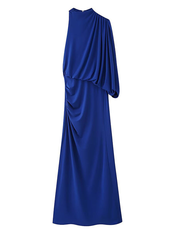 Mumsmode Chique Een Open Schouder Gekreukt Asymmetrische Ceremonie Zwangerschaps Maxi Jurk