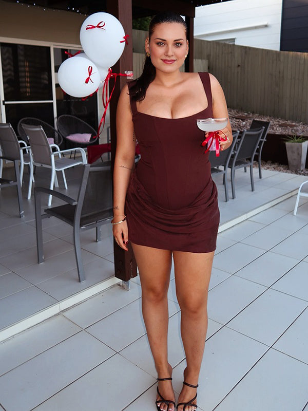 Mumsmode Zwangerschaps Mini Jurk Babyshower Cocktail Chique Gekreukt Gebonden Rug Bodycon