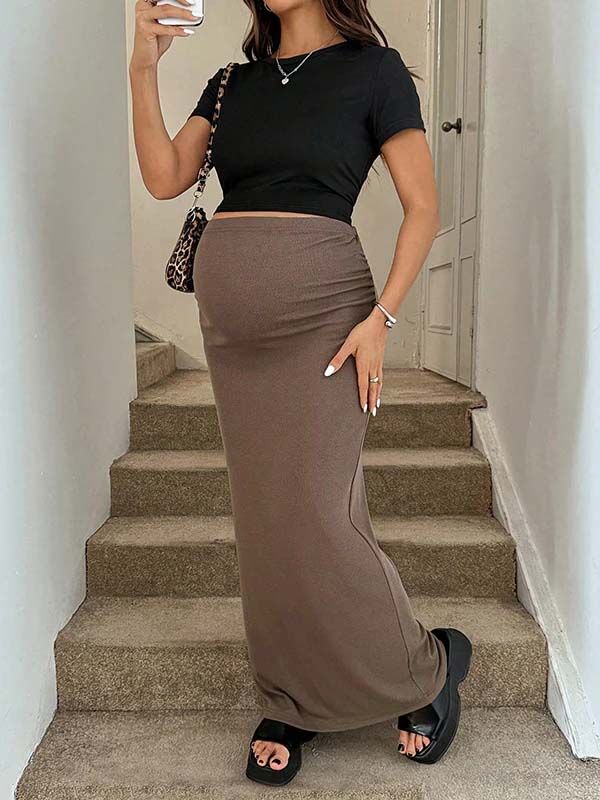 Mumsmode Zwangerschapsrokk Dagelijks Vrije Tijd Gekreukt Bodycon Hoge Taille