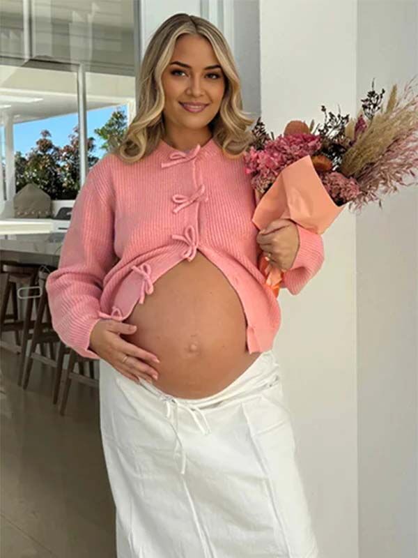 Mumsmode Zwangerschapsvesten Schattig Gebreide Harig Vlinderdas