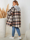 Mumsmode Zwangerchaps Overmaats Bovenkleding Plaid Enkele Borst Gedekt Bruin