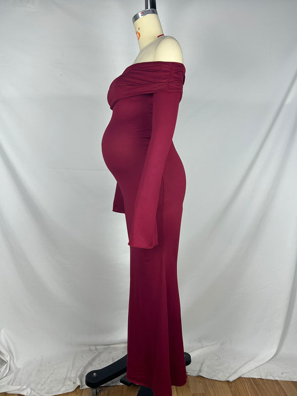 Mumsmode Zwangerschaps Bodycon Jurken Elegant Ceremonie Rugloos Zeemeermin Off Shoulder Maxi Jurken