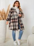 Mumsmode Zwangerchaps Overmaats Bovenkleding Plaid Enkele Borst Gedekt Bruin