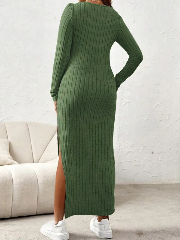 Mumsmode Zwangerschaps Maxi Daily Jurk Basis Chique Zijsplit Bodycon Gestreept