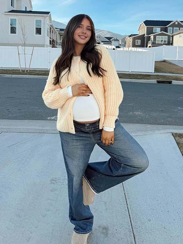 Mumsmode Zwangerschaps Vesten Vrije Tijd Dagelijks Gebreide Enkele Borst