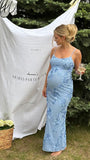Zwangerschaps Maxi Jurk Bloemenprint Strikbandjes Bodycon