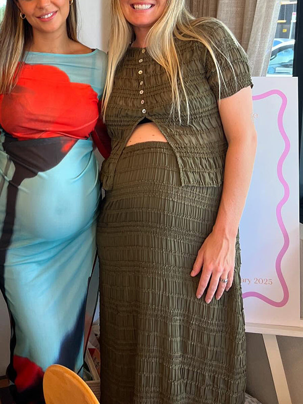 Mumsmode Zwangerschaps Bodyconjurk Elegant Ceremonie 2-in-1 Enkele Borst Zijsplit Gekreukt Maxi Jurk
