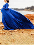 Mumsmode Zwangerchaps Maxi Fotoshoot Jurken Off Shoulder Gekreukt Vloerlengte Elegant