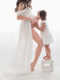 Mumsmode Zwangerchaps Elegant Chique Zijsplit Kanten Bandeau Chiffon Maxi Fotoshoot Jurken