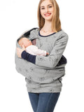 Mumsmode Zwangerchaps Verpleegkundige Sweatshirts Bloemenprint Zakken Rits Voedingskleding