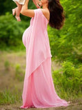 Mumsmode Zwangerchaps Maxi Fotoshoot Jurken Elegant Off Shoulder Chiffon Gedrapeerd